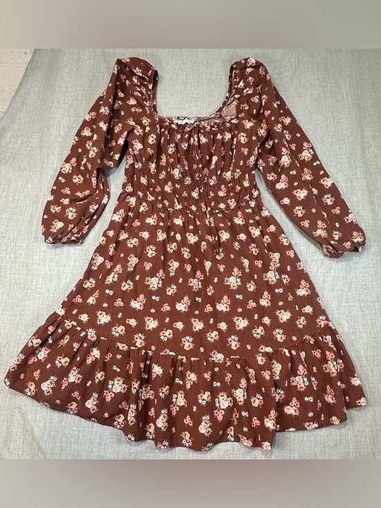 Celebrity Pink Dresses & Skirts - Celebrity Pink brown floral midi dress with smocked waist sz L
